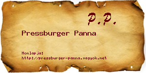 Pressburger Panna névjegykártya